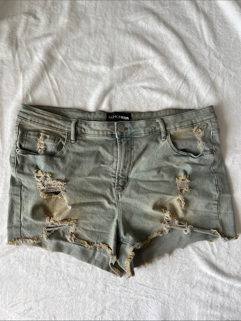 Fashion Nova Distressed Denim Jean Shorts